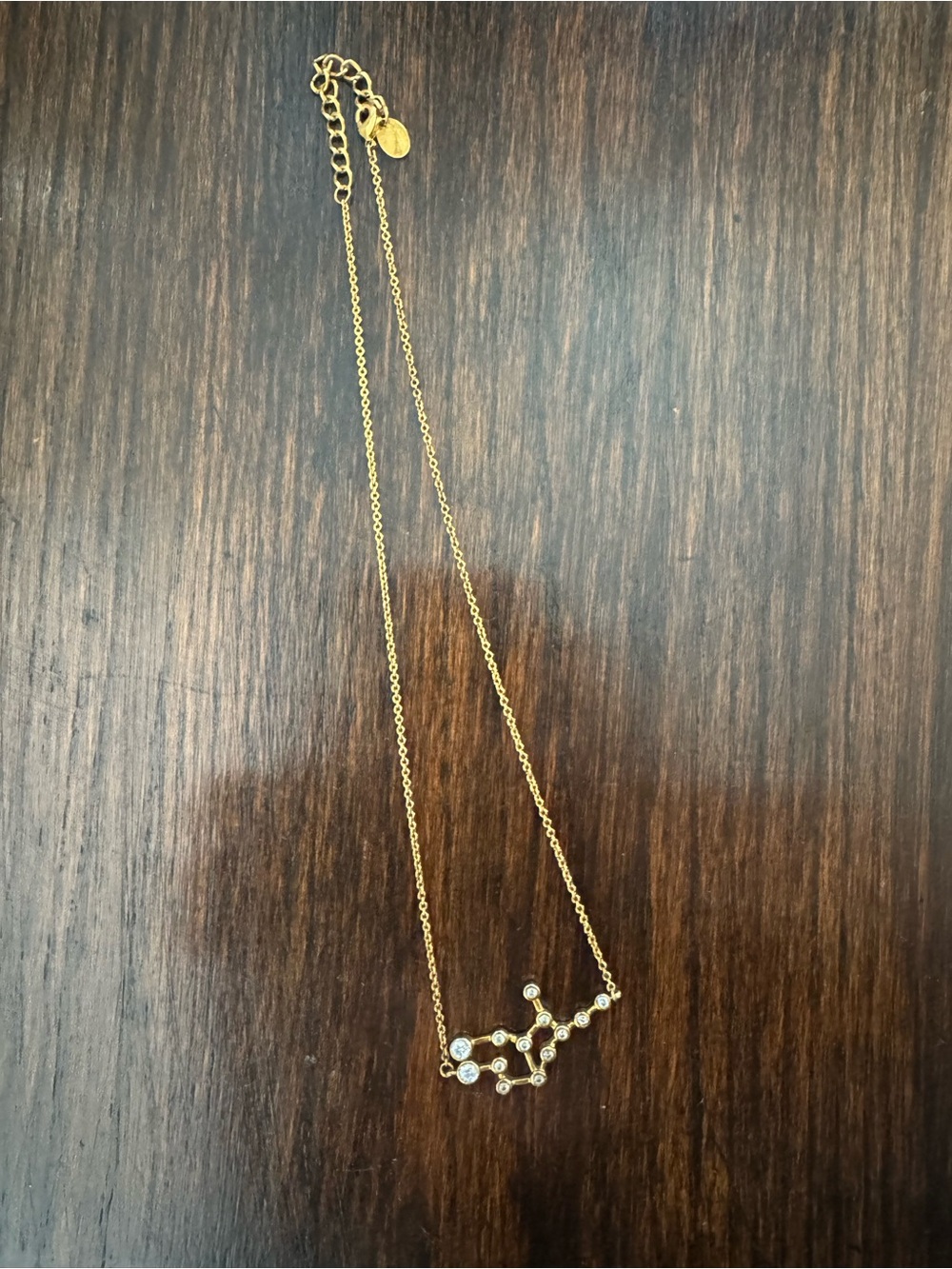 Sterling forever Virgo necklace gold plated with clear rhinestones